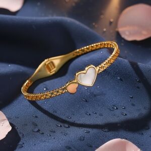 Romantic Heart Bangle 18K Gold Plated Stainless Steel Minimalist Bracelet